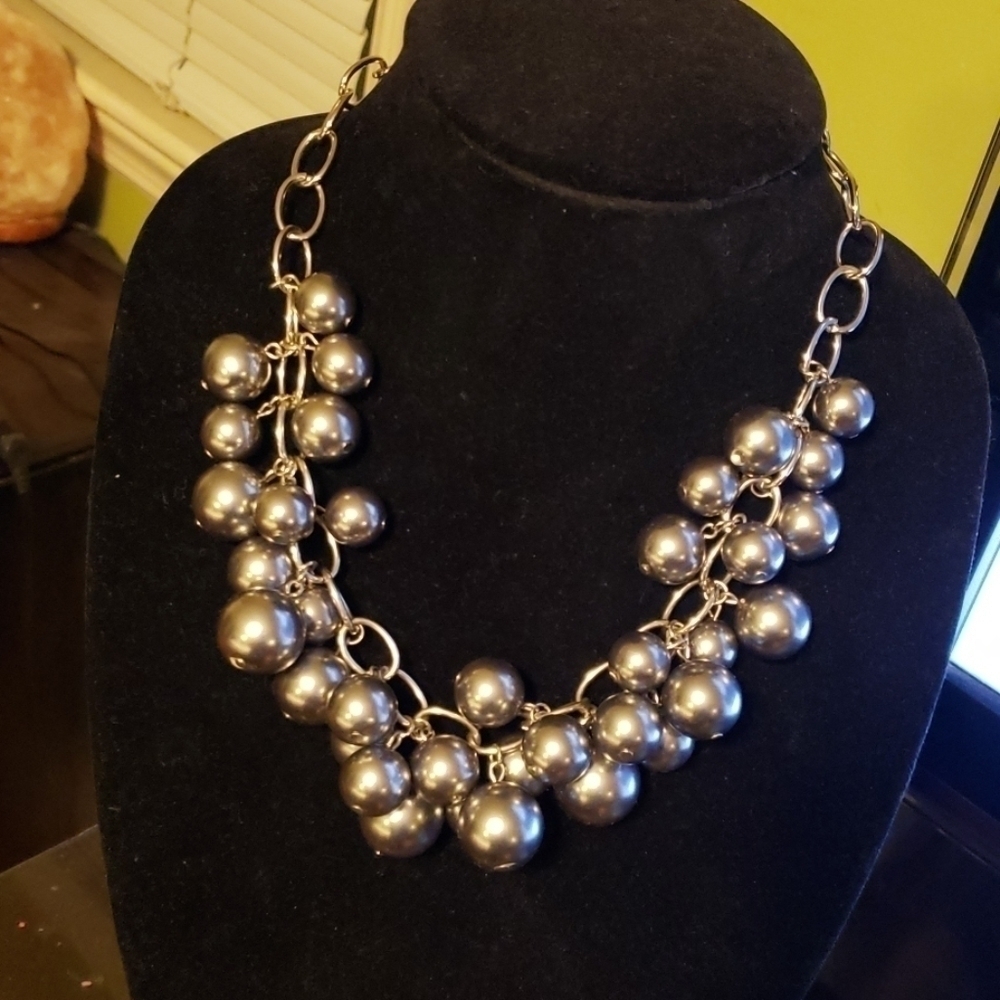 Gray & Silvertone Necklace